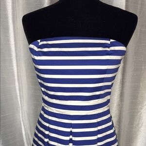 Gap Women’s Strapless Pleated Striped Zip Sz 6 Mini Dress